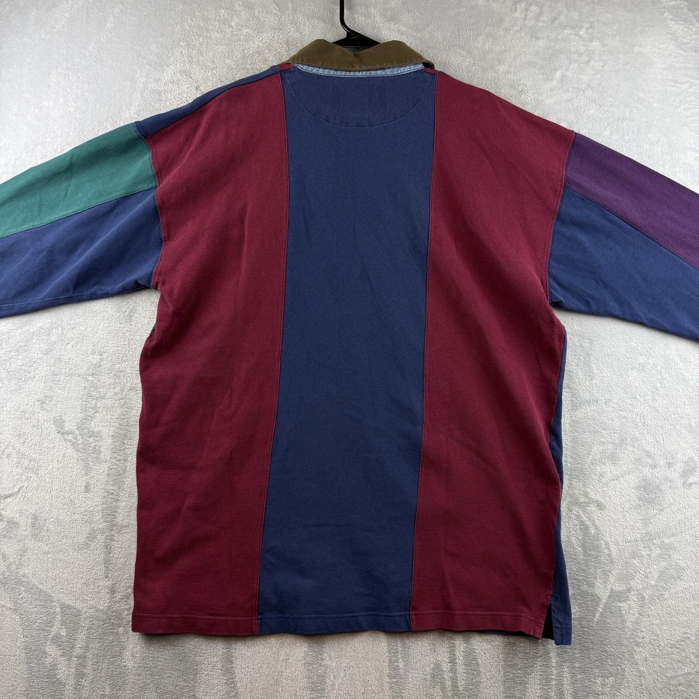 Vintage Chaps Ralph Lauren Rugby Polo Shirt Mens XL Colorblock Long Sleeve - Picture 7 of 9